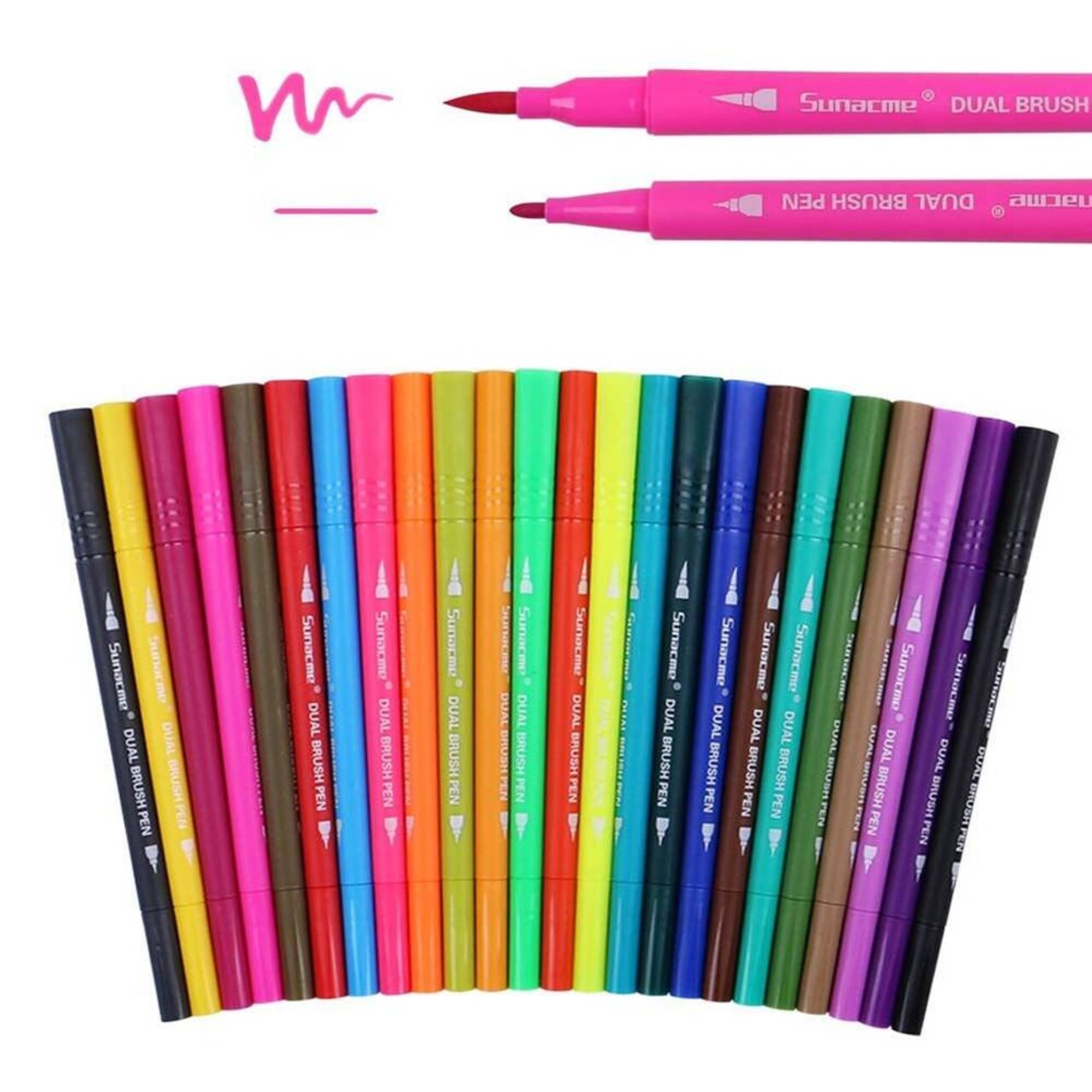24 Dual Tip Brush Pen Art Markers Calligraphy Brush Pens Lettering Brush Fine Tip Marker Coloring Sketching Writing Journaling